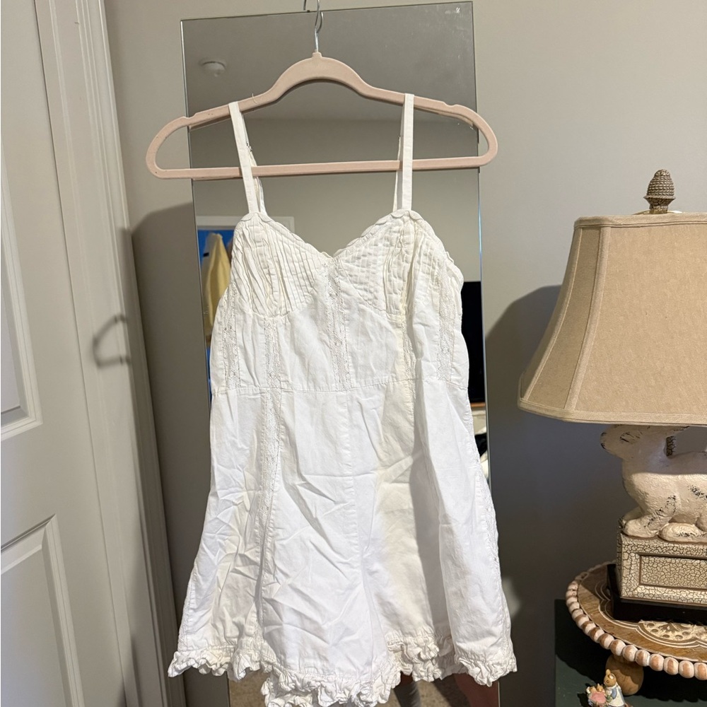 Urban Outfitters White Lace-Trimmed Romper